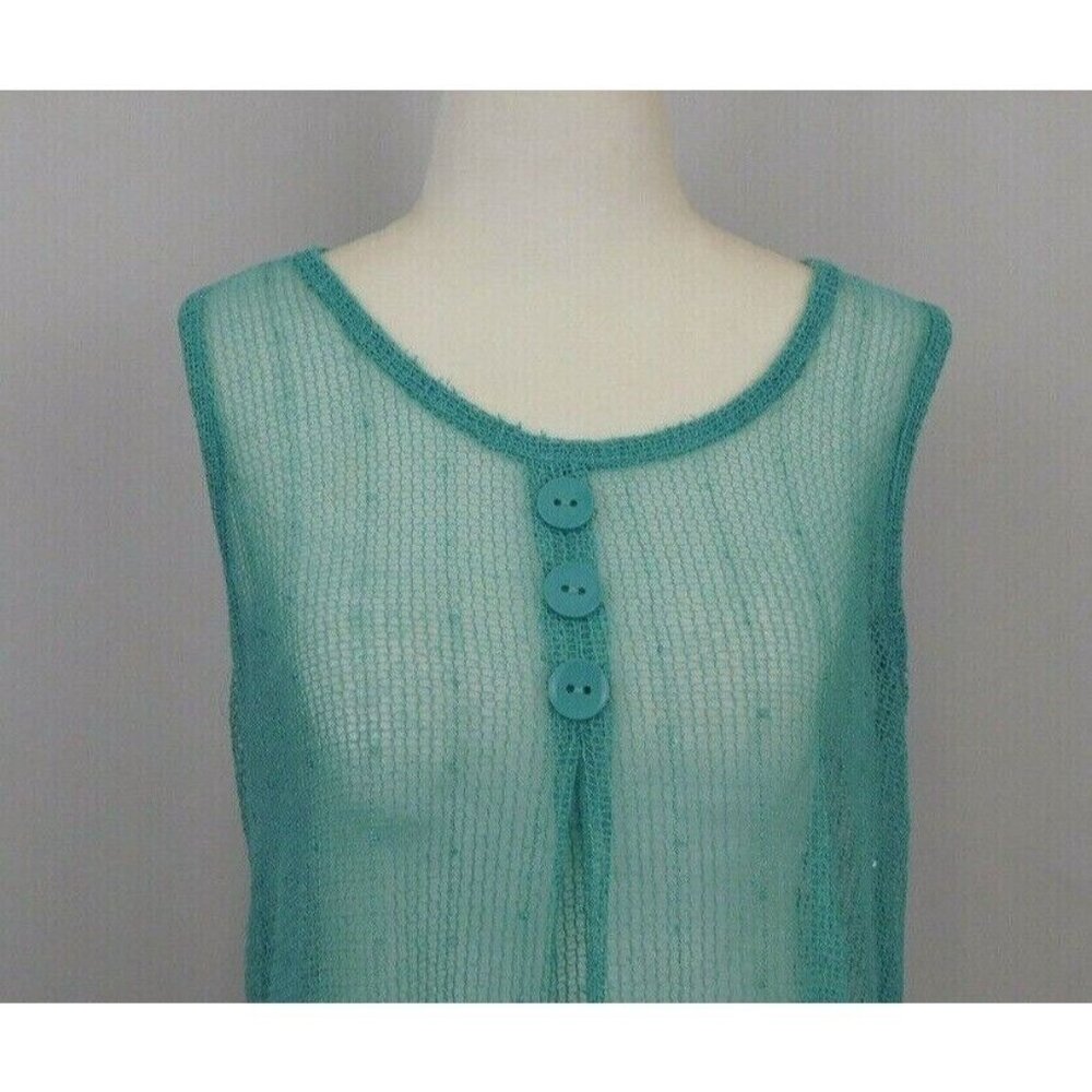 Simply Noelle Womens Swim Cover Up Size S/M Teal Blue Fishnet Lace Tunic New - Picture 2 of 8